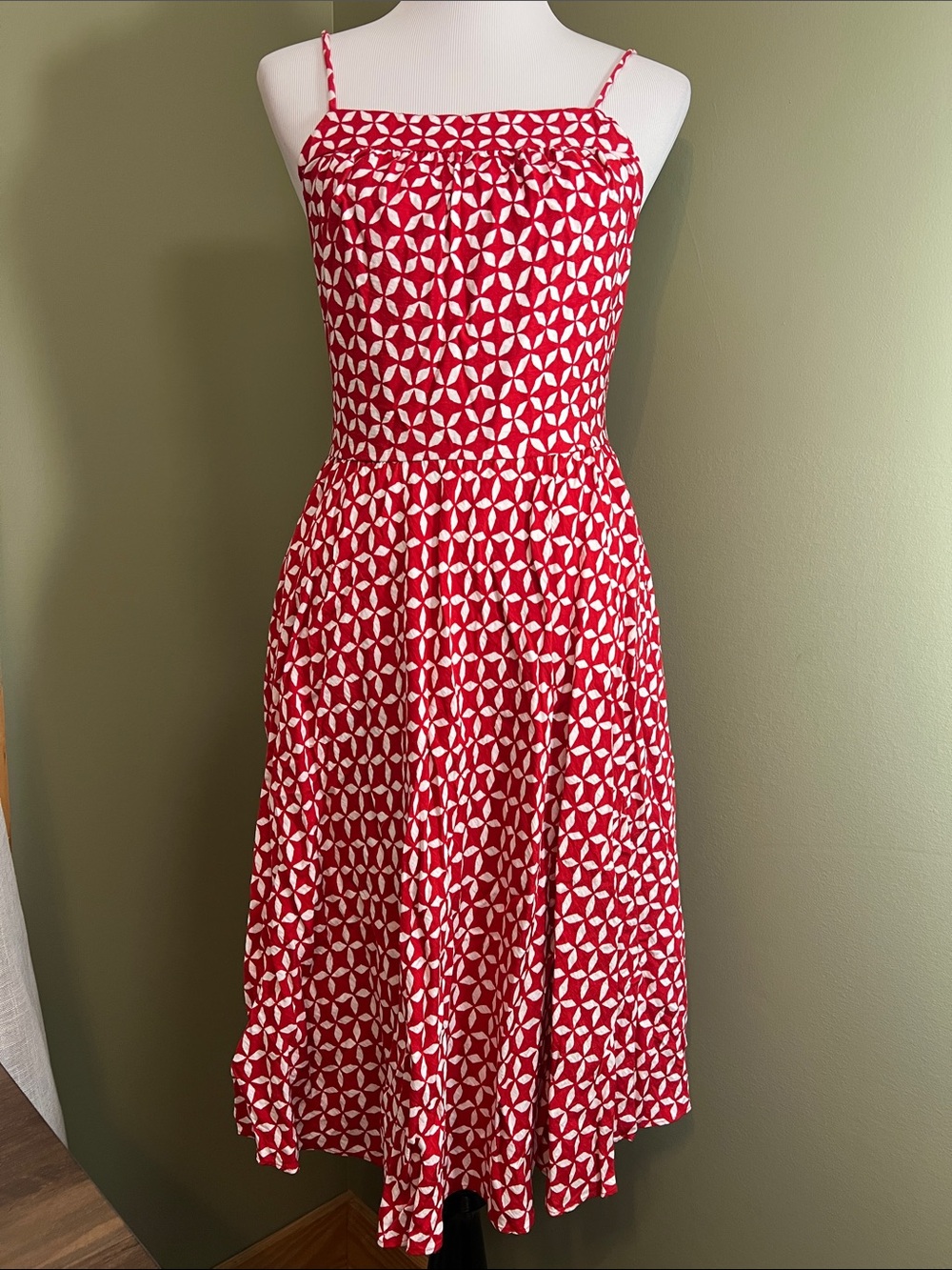 LOFT | Red & White Sundress (It has Pockets!)